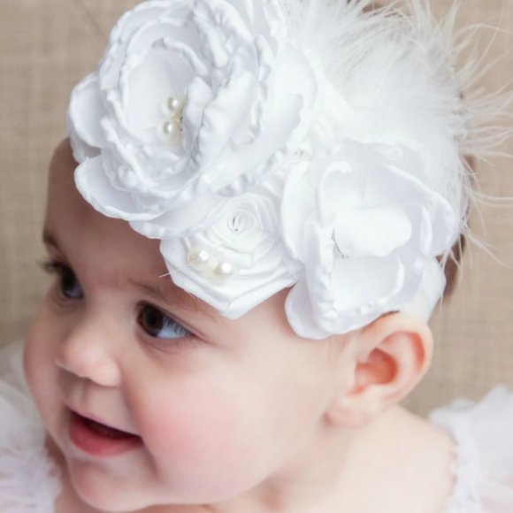 New ~ Think Pink Bows Couture Alexa Headband White for ages 4yrs & up - Picture 5 of 6